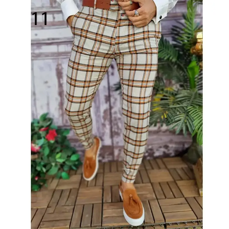 2026 Plaid Slim Fit Men's Trousers European American - Image 38