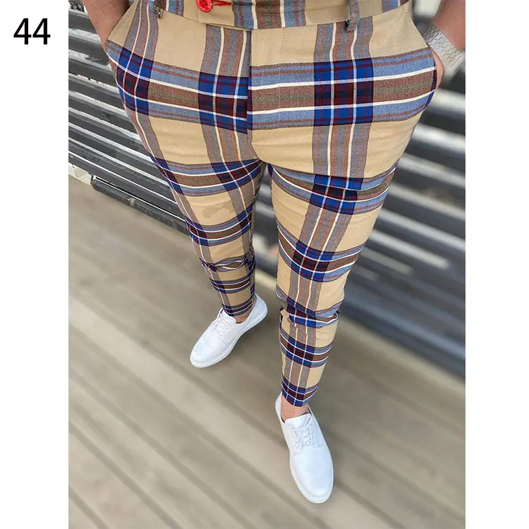 2026 Plaid Slim Fit Men's Trousers European American - Image 10