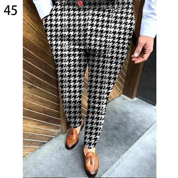 2026 Plaid Slim Fit Men's Trousers European American - Image 11