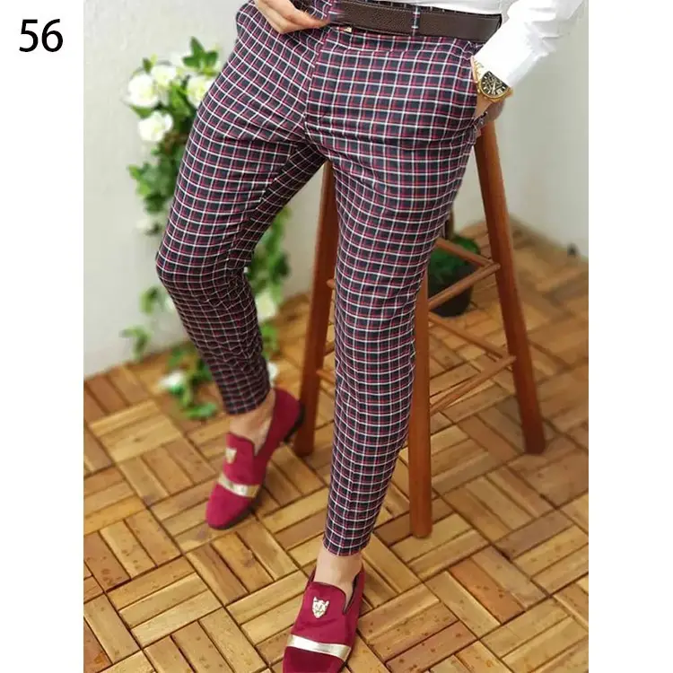 2026 Plaid Slim Fit Men's Trousers European American - Image 18