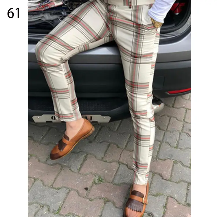 2026 Plaid Slim Fit Men's Trousers European American - Image 20