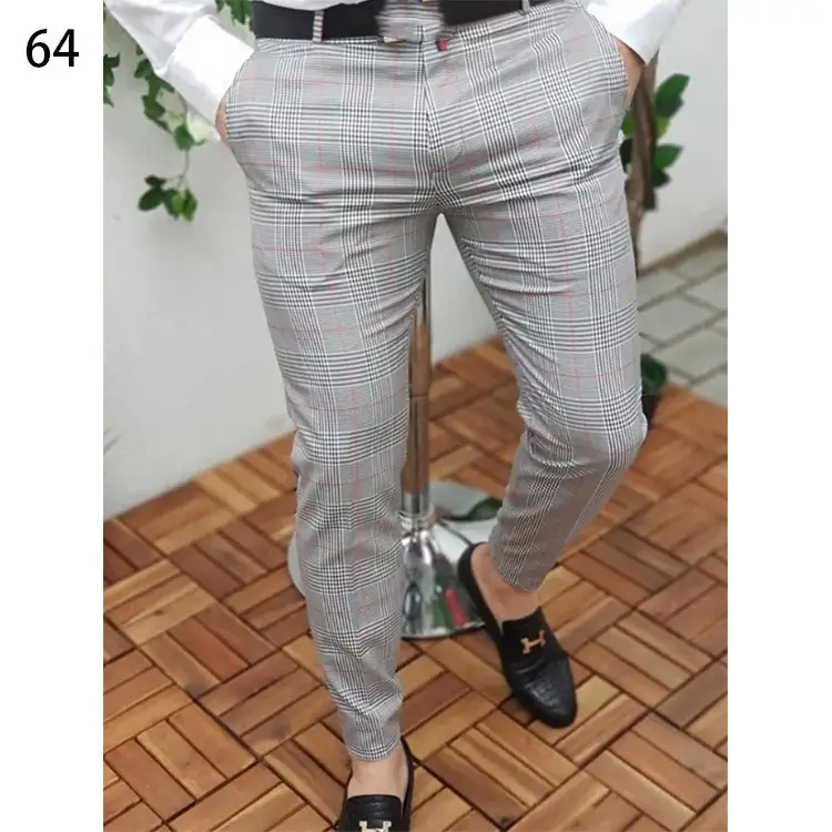 2026 Plaid Slim Fit Men's Trousers European American - Image 21