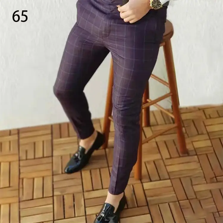 2026 Plaid Slim Fit Men's Trousers European American - Image 22