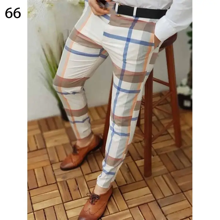 2026 Plaid Slim Fit Men's Trousers European American - Image 23
