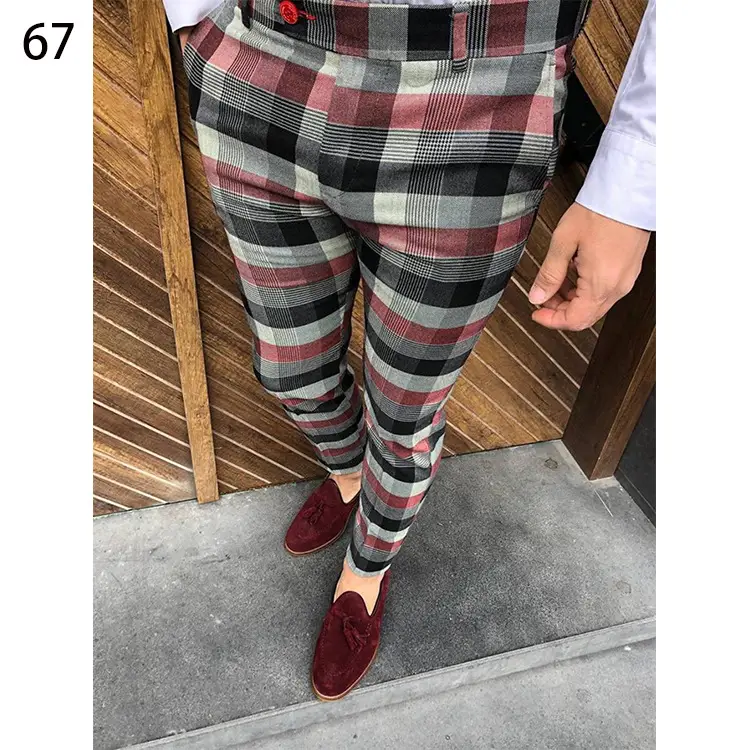 2026 Plaid Slim Fit Men's Trousers European American - Image 24