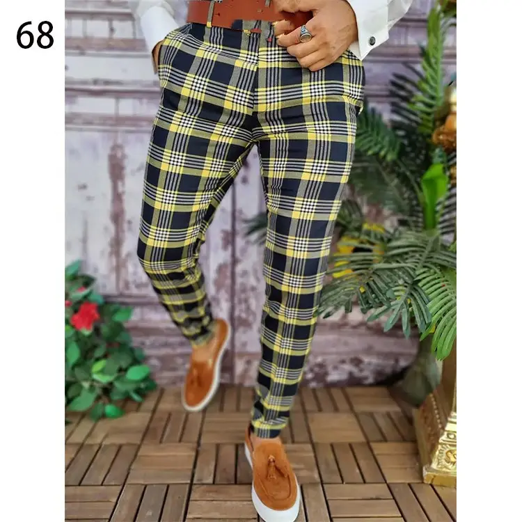 2026 Plaid Slim Fit Men's Trousers European American - Image 25