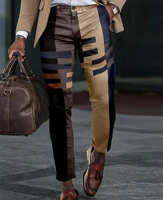 2026 Plaid Slim Fit Men's Trousers European American - Image 33