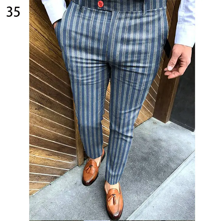 2026 Plaid Slim Fit Men's Trousers European American - Image 4