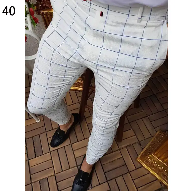 2026 Plaid Slim Fit Men's Trousers European American - Image 7
