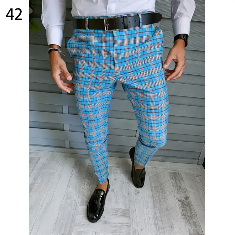 2026 Plaid Slim Fit Men's Trousers European American - Image 8
