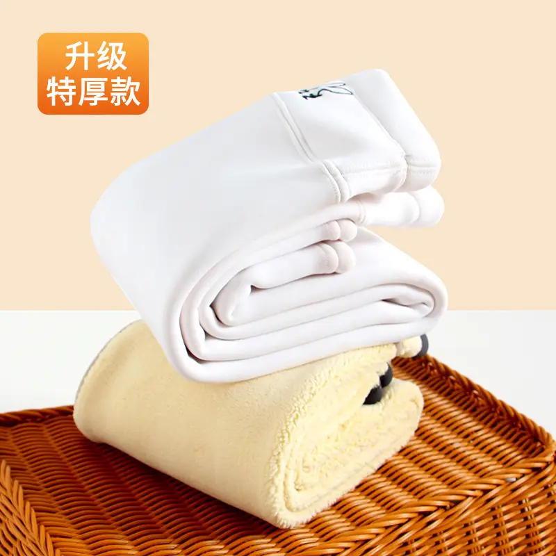 Girls' Deep Winter Warm White Velvet Pants - Image 5