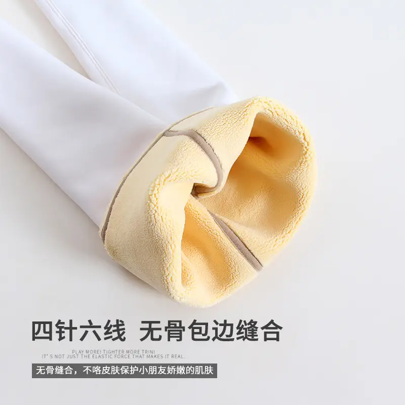 Girls' Deep Winter Warm White Velvet Pants - Image 6