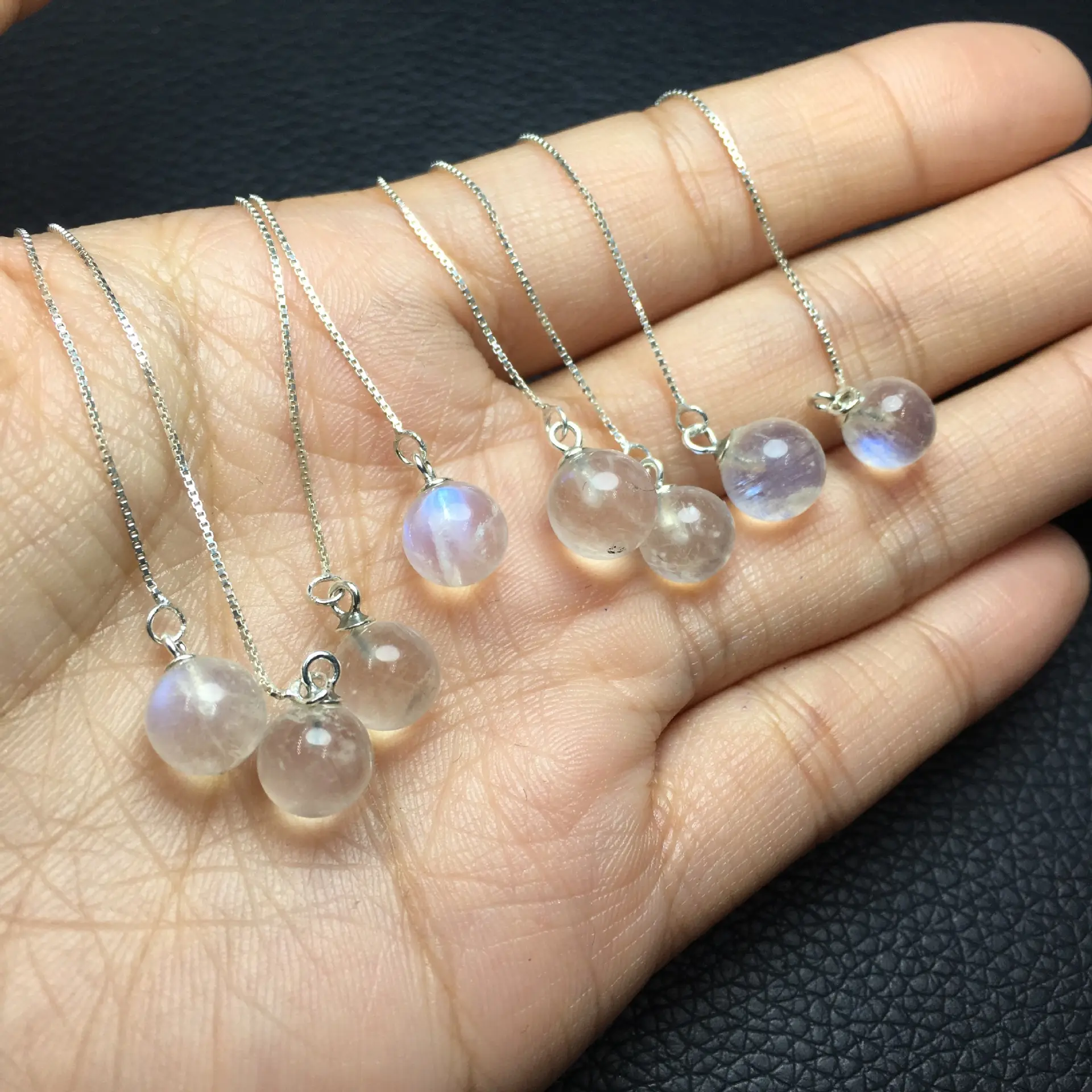 Natural Blue Moonlight Earrings S925 Silver Locket Set - Image 2