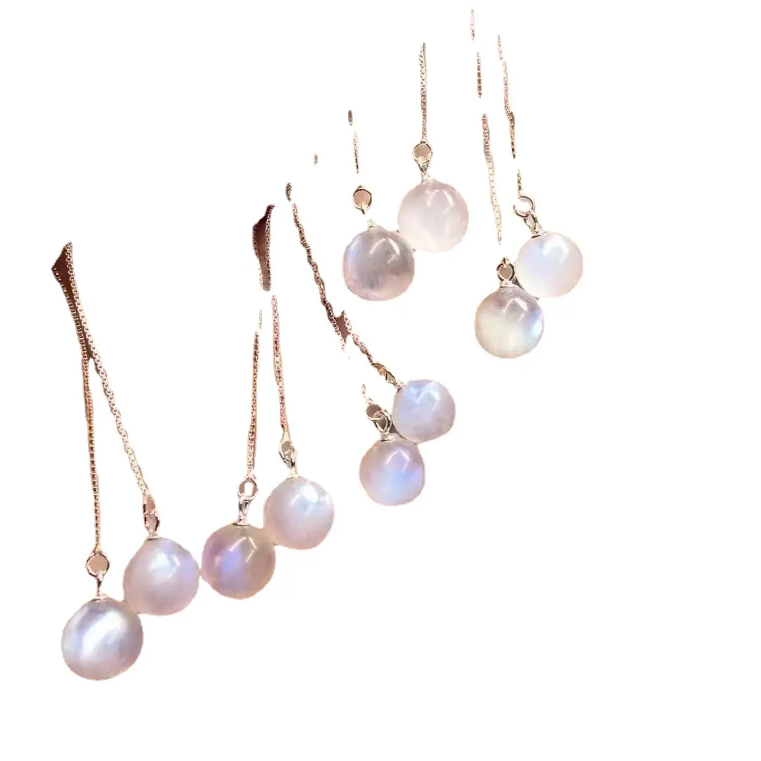 Natural Blue Moonlight Earrings S925 Silver Locket Set - Image 5