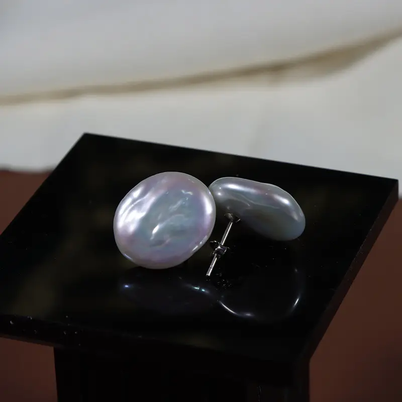 Natural Freshwater Pearl Baroque Earrings S925 Silver - Image 3