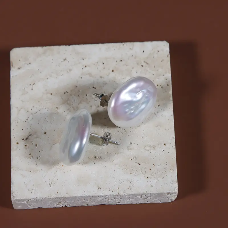Natural Freshwater Pearl Baroque Earrings S925 Silver - Image 4