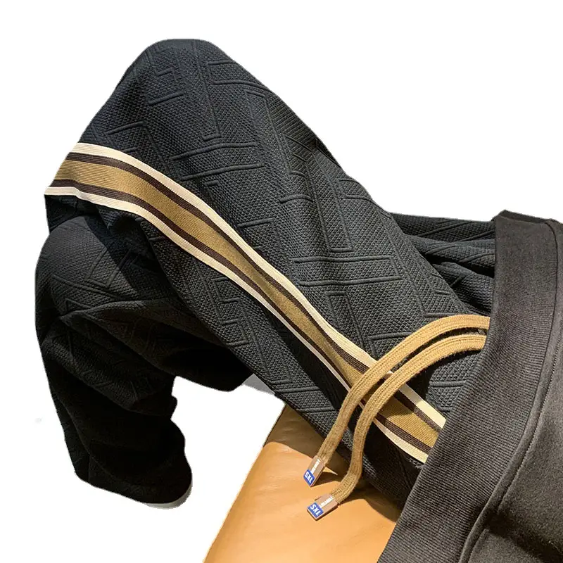 Men Striped Sports Pants White Brown Casual Track Pants
