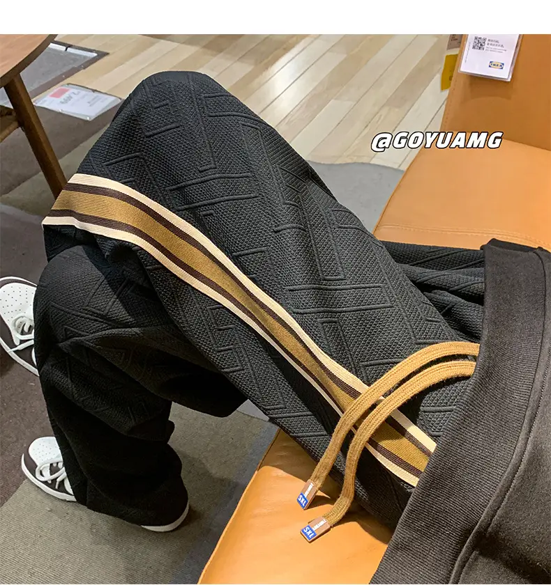 Men Striped Sports Pants White Brown Casual Track Pants — feature 23