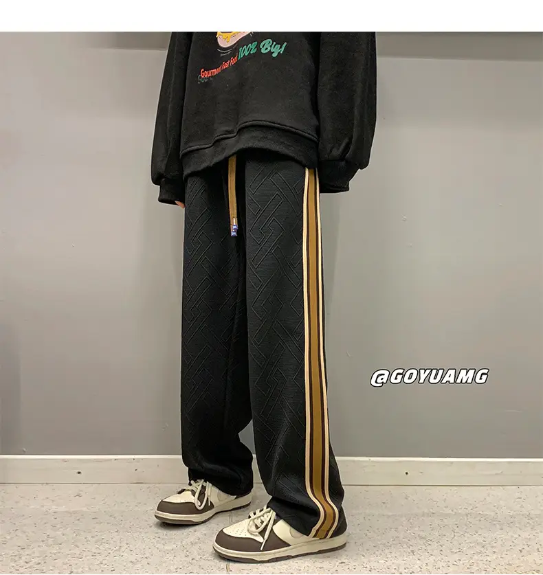 Men Striped Sports Pants White Brown Casual Track Pants — feature 25