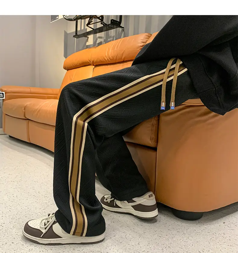 Men Striped Sports Pants White Brown Casual Track Pants — feature 28