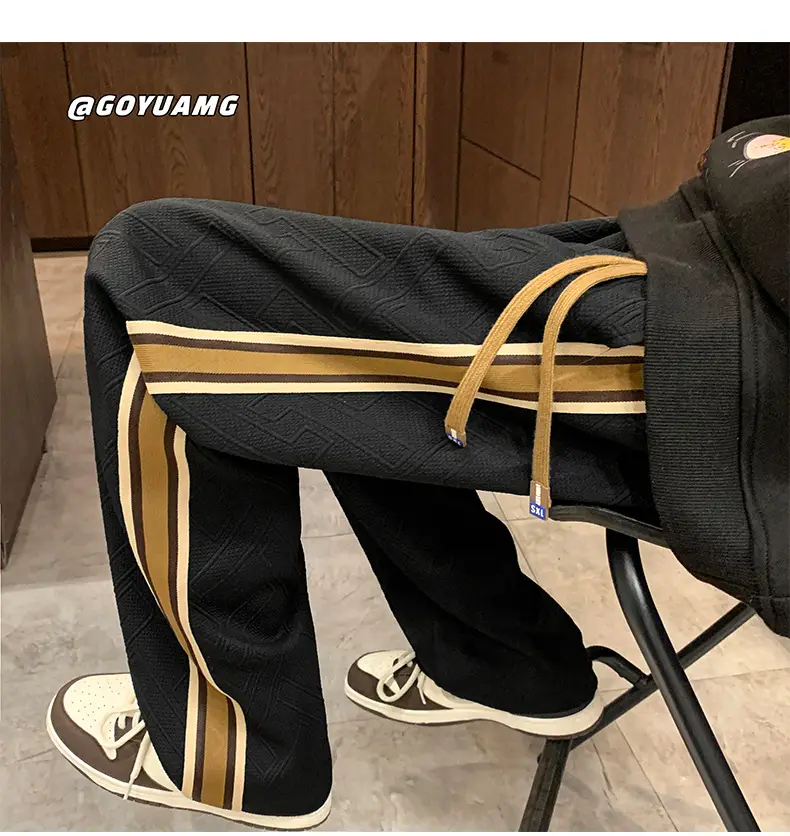 Men Striped Sports Pants White Brown Casual Track Pants — feature 31