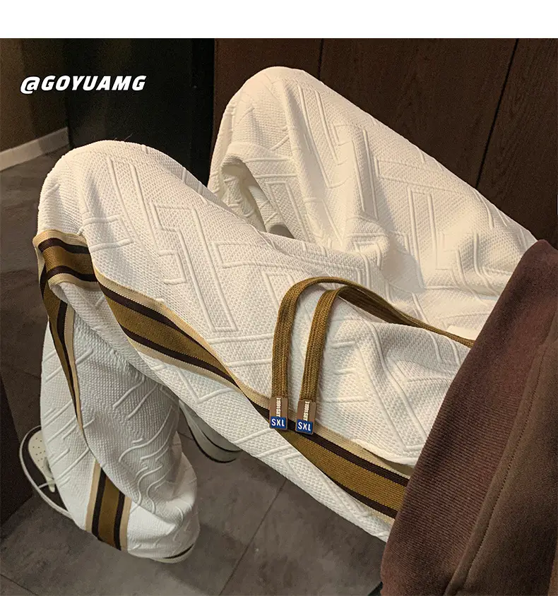 Men Striped Sports Pants White Brown Casual Track Pants — feature 8