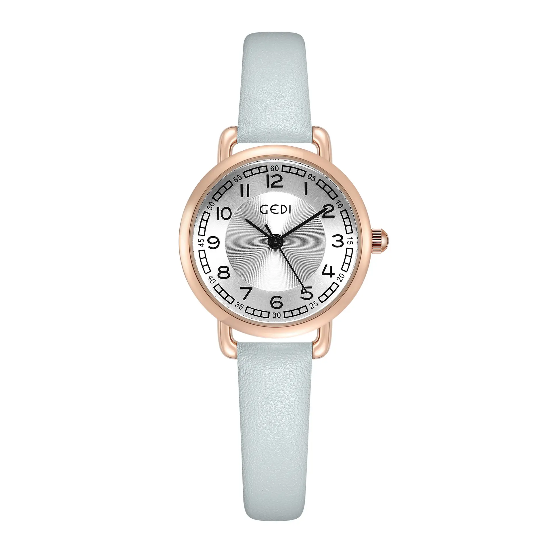 Women's Gold Leather Belt Quartz Watch with Rose Gold Dial - Image 3