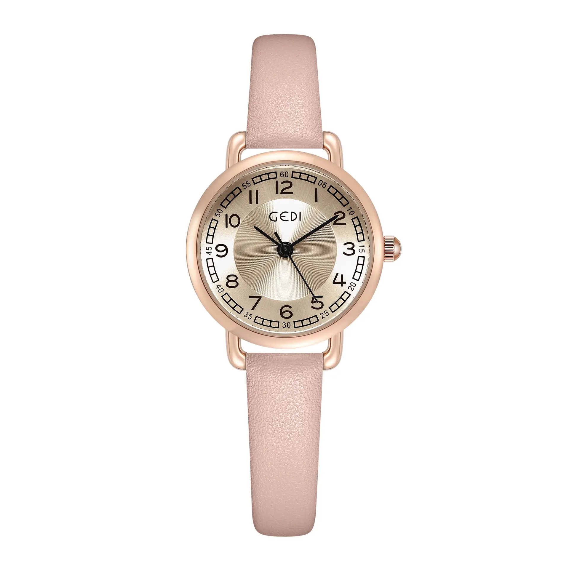 Women's Gold Leather Belt Quartz Watch with Rose Gold Dial - Image 4