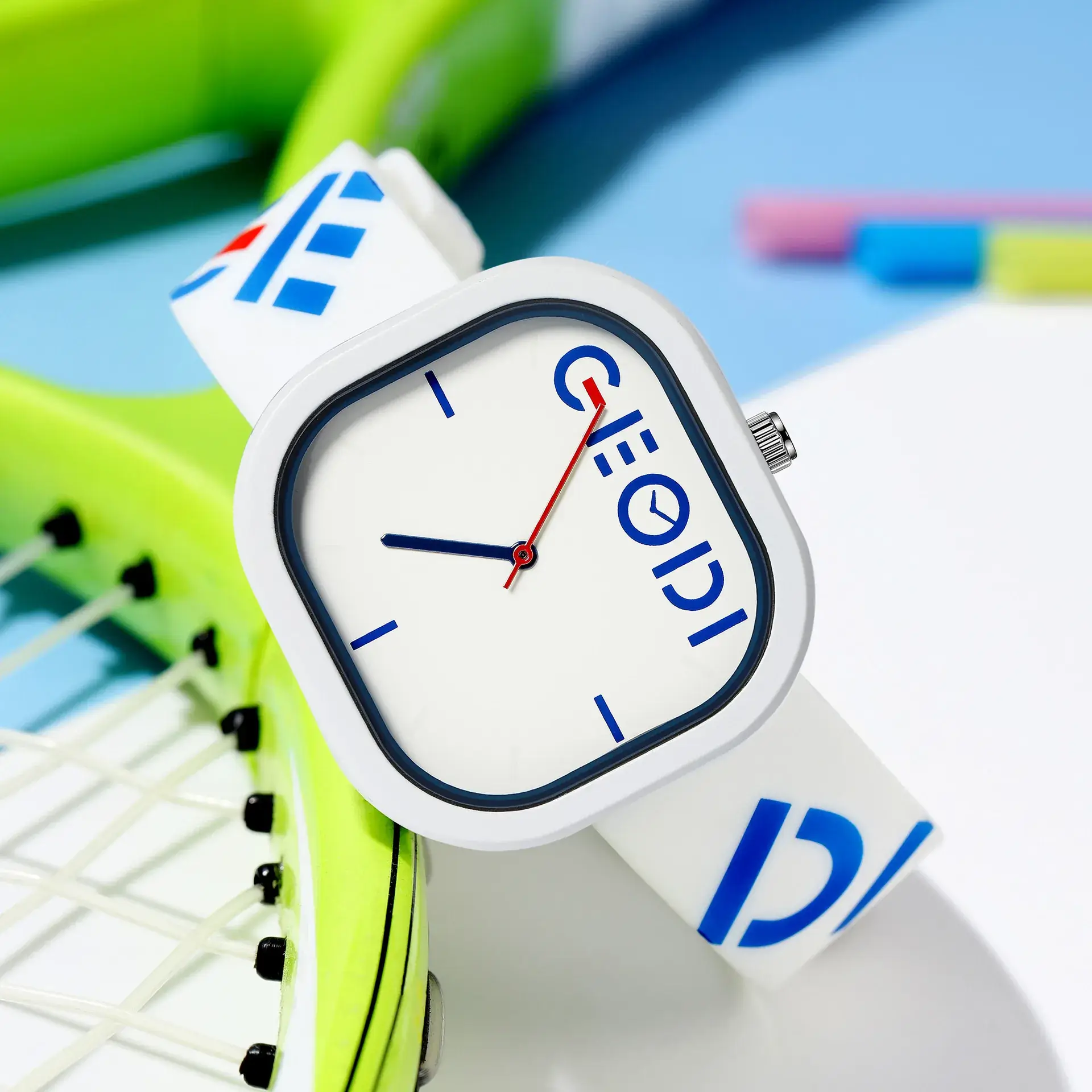 Goldie Irregular Square Dial Silicone Strap Watch - Image 9