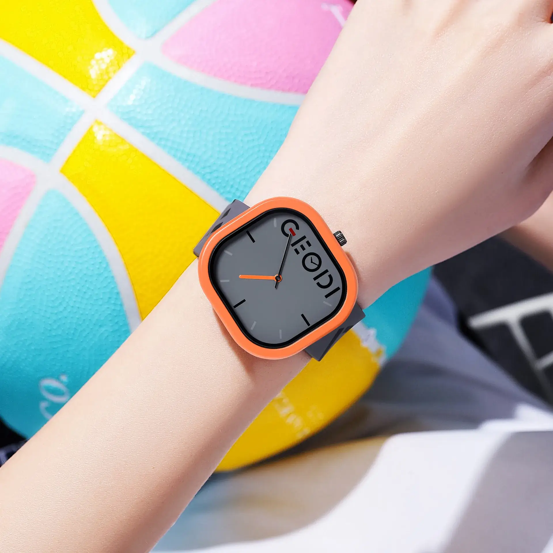 Goldie Irregular Square Dial Silicone Strap Watch - Image 11