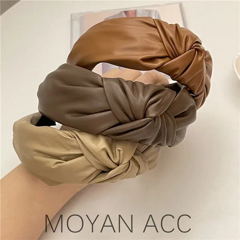 Grey Leather Kink Hairband for Women