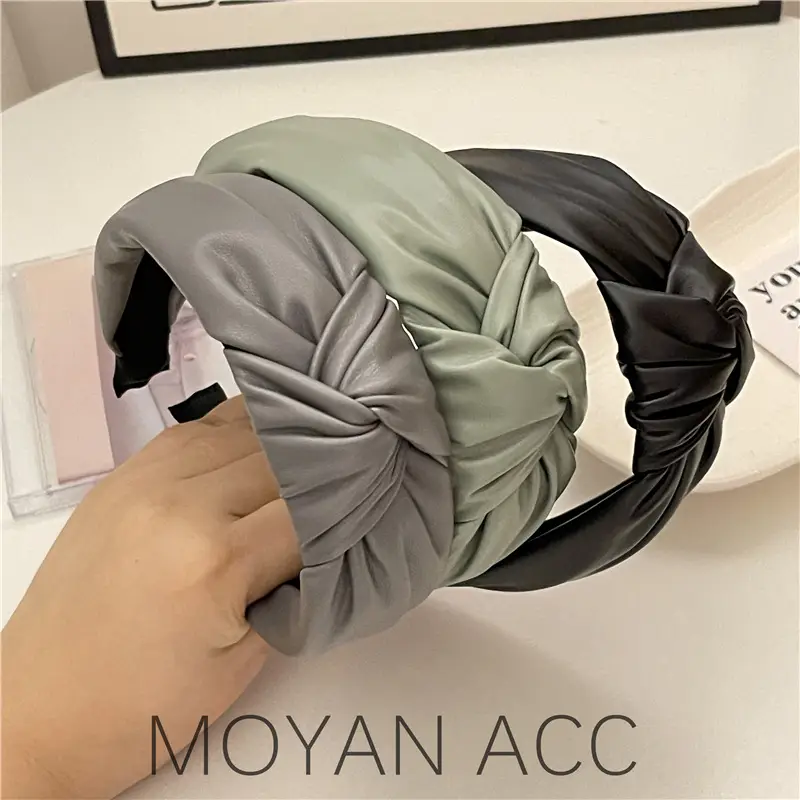 Grey Leather Kink Hairband for Women