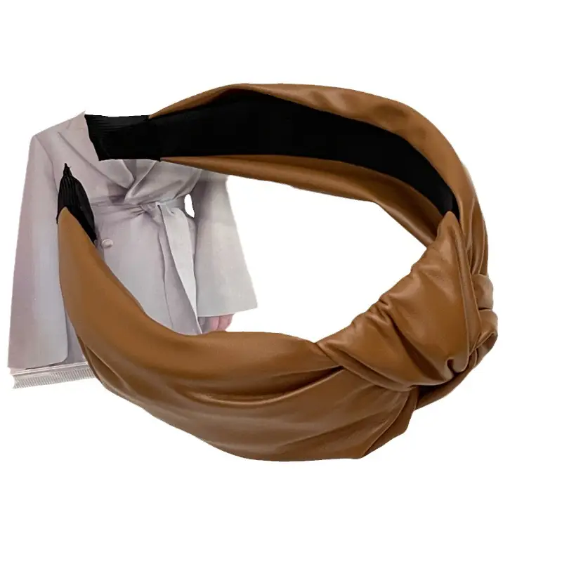 Grey Leather Kink Hairband for Women