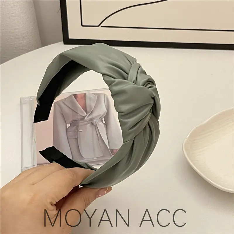 Grey Leather Kink Hairband for Women