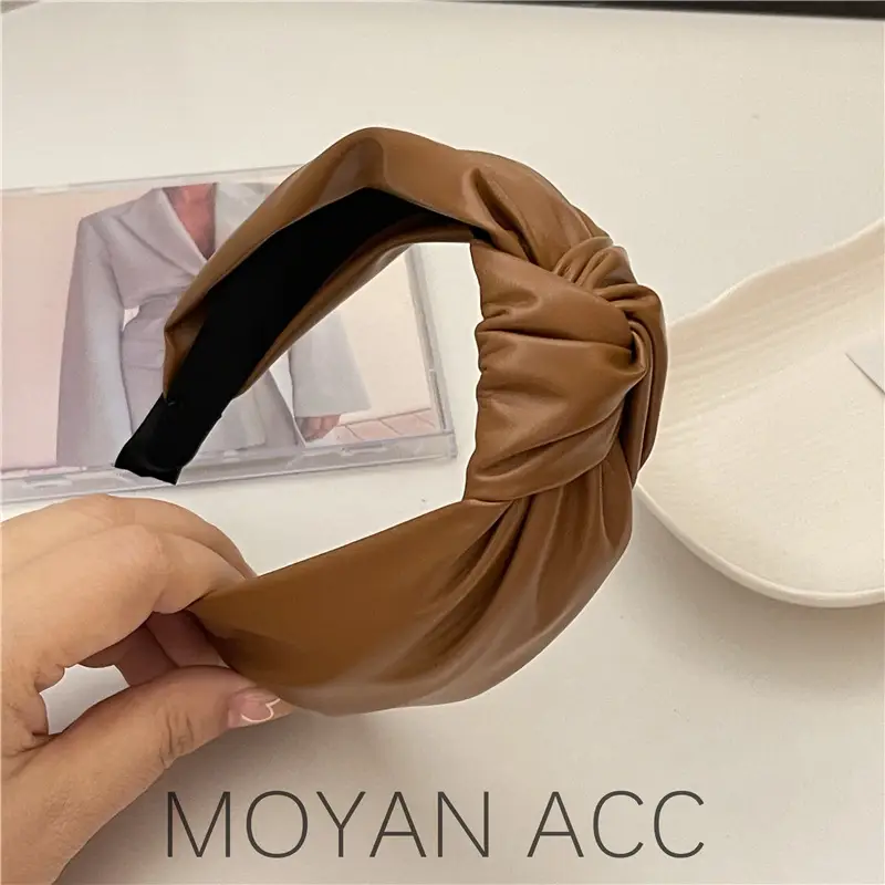 Grey Leather Kink Hairband for Women