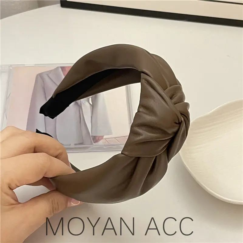 Grey Leather Kink Hairband for Women