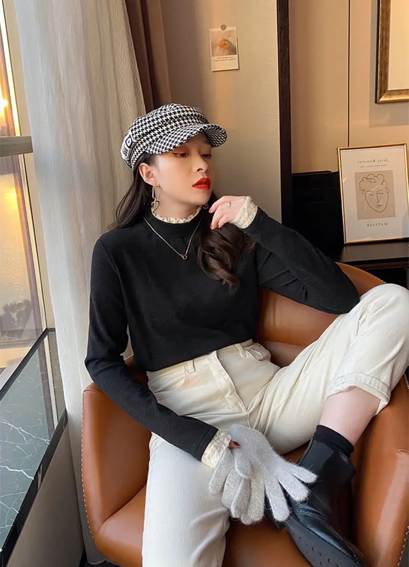 Fleece Lined Lace Collar Shirt for Women 2026 — feature 8