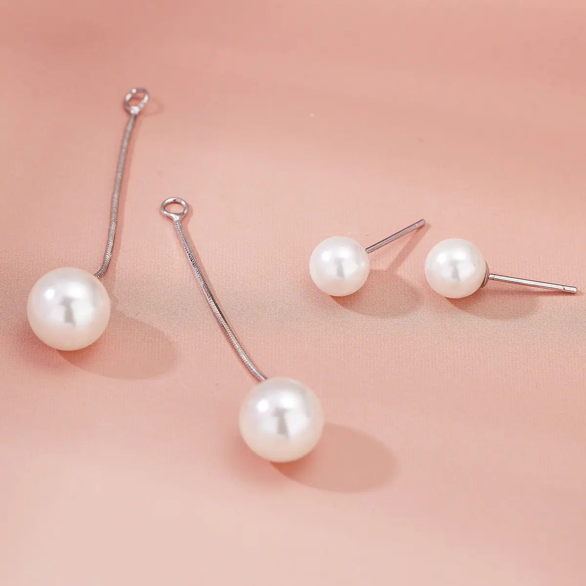 Korean Style Long Octagonal Pearl Earrings Wholesale - Image 3