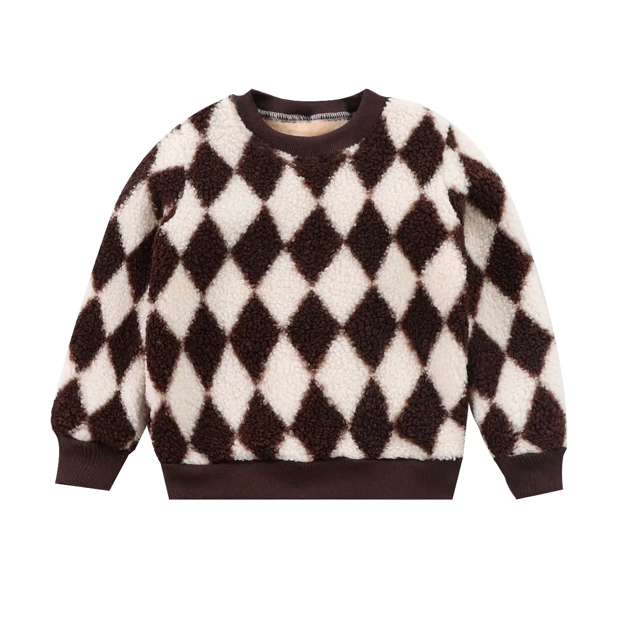 Children's Green Diamond Velvet Sweatshirt Autumn Winter Boys Girls - Image 6
