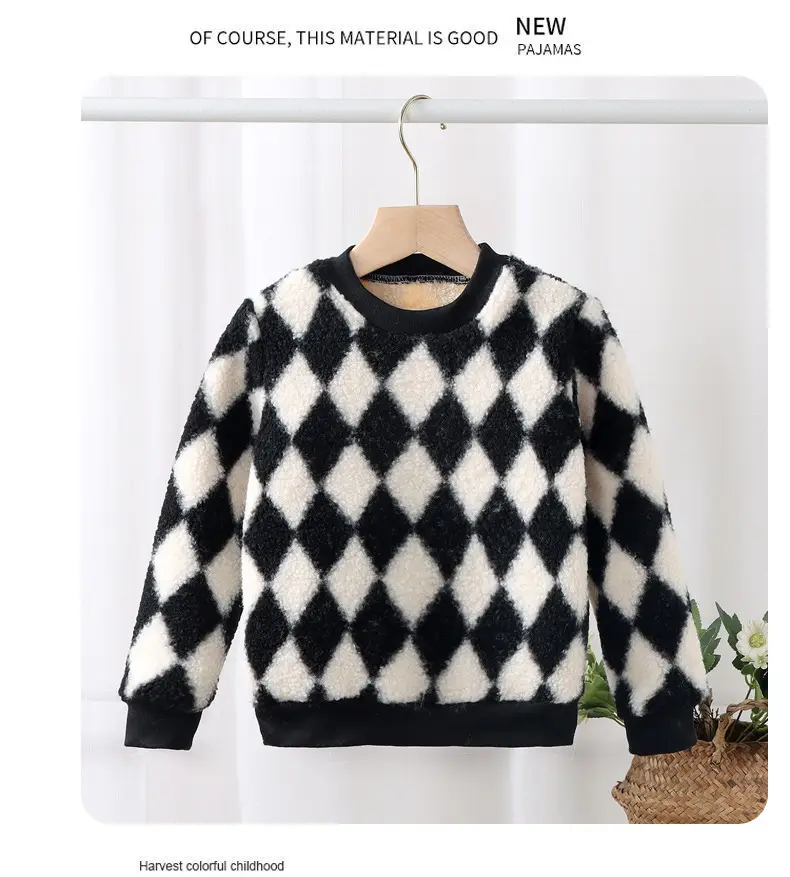 Children's Green Diamond Velvet Sweatshirt Autumn Winter Boys Girls — feature 15