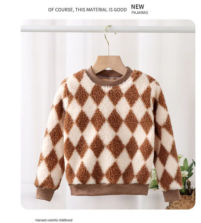 Children's Green Diamond Velvet Sweatshirt Autumn Winter Boys Girls — feature 16