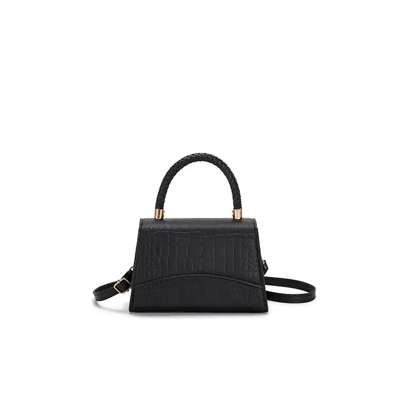 Women Crocodile Pattern Shoulder Bag Black 2022
