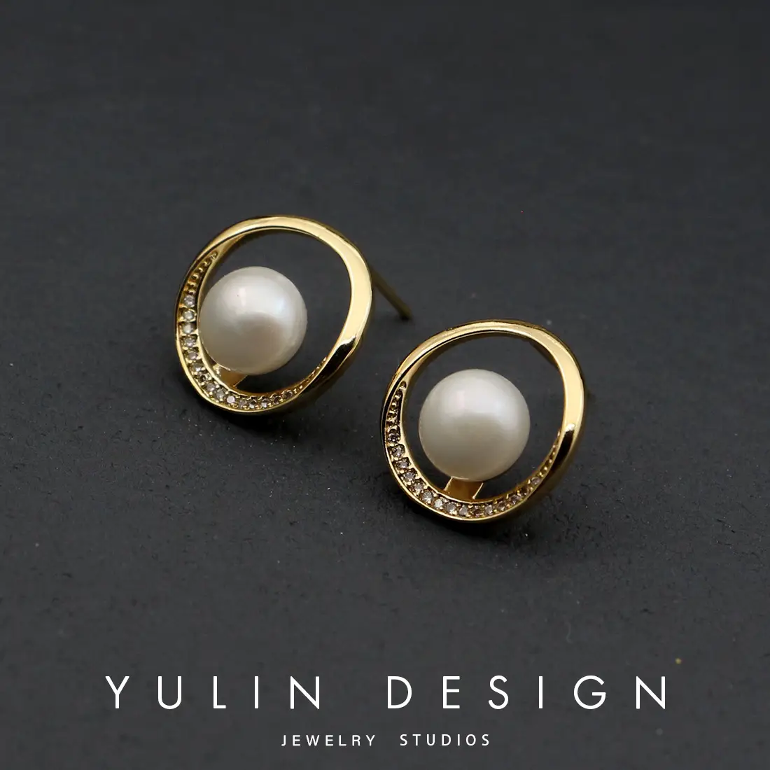 Freshwater Pearl Hollow Diamond Earrings S925 Silver - Image 3