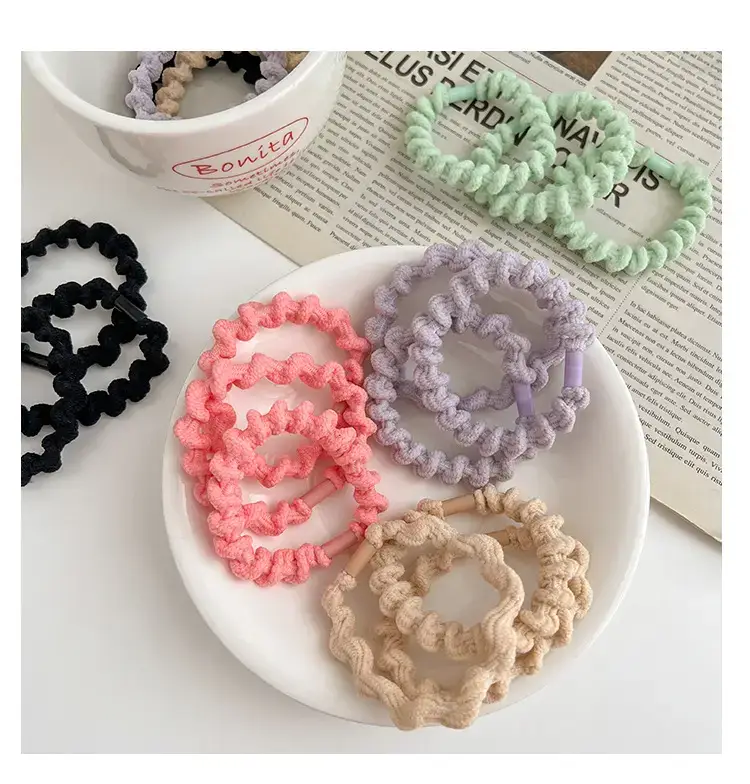 Black Rubber Band Hair Tie for Girls, 20 Pcs, High Ponytail, Leather Case — feature 20