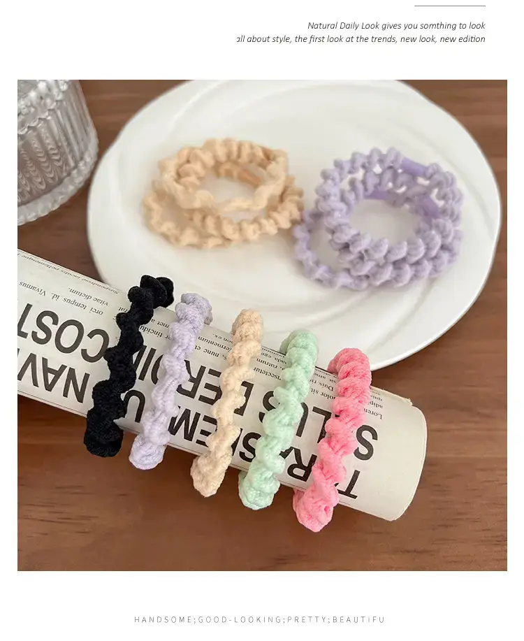 Black Rubber Band Hair Tie for Girls, 20 Pcs, High Ponytail, Leather Case — feature 22