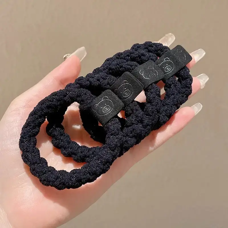 Black Rubber Band Hair Tie for Girls, 20 Pcs, High Ponytail, Leather Case - Image 10