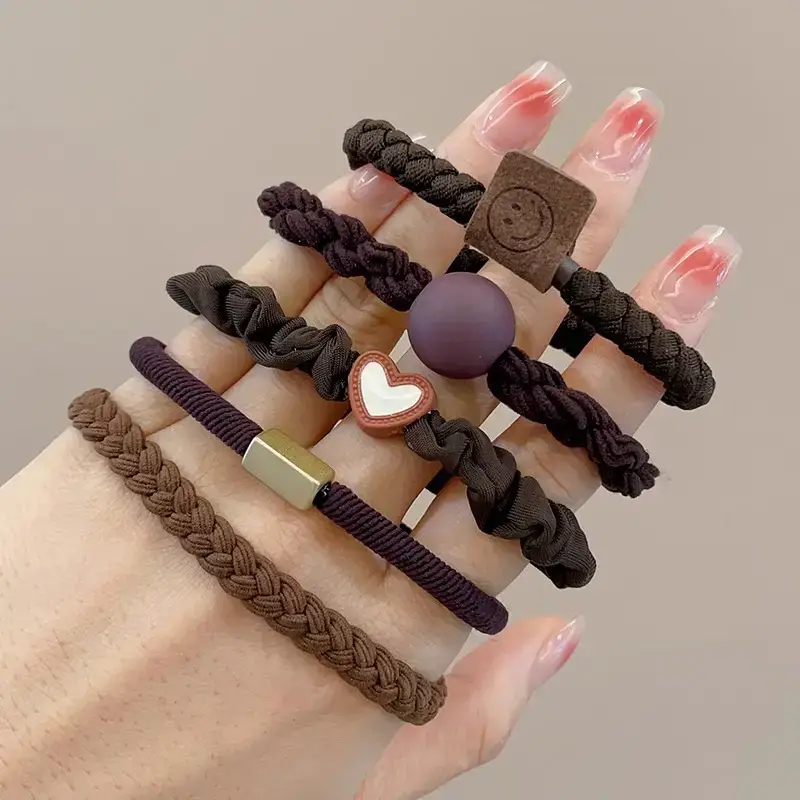 Black Rubber Band Hair Tie for Girls, 20 Pcs, High Ponytail, Leather Case - Image 11