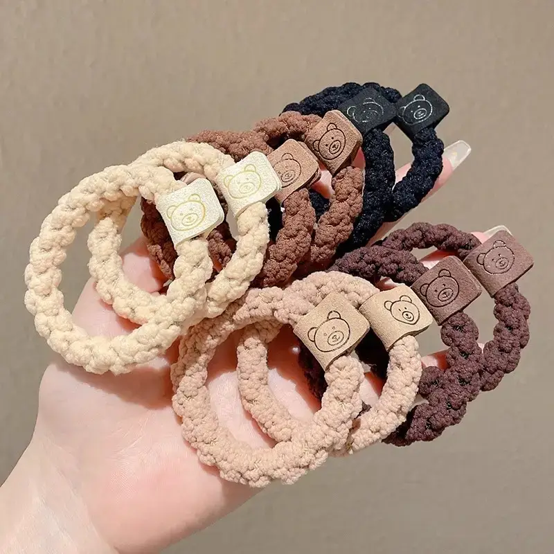 Black Rubber Band Hair Tie for Girls, 20 Pcs, High Ponytail, Leather Case - Image 3