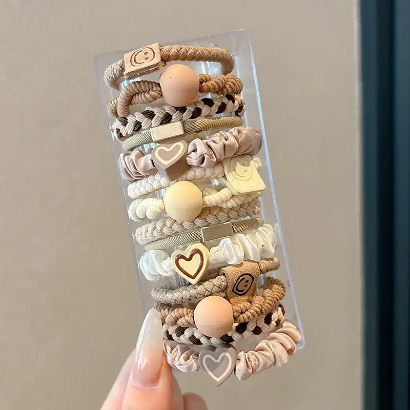 Black Rubber Band Hair Tie for Girls, 20 Pcs, High Ponytail, Leather Case - Image 28
