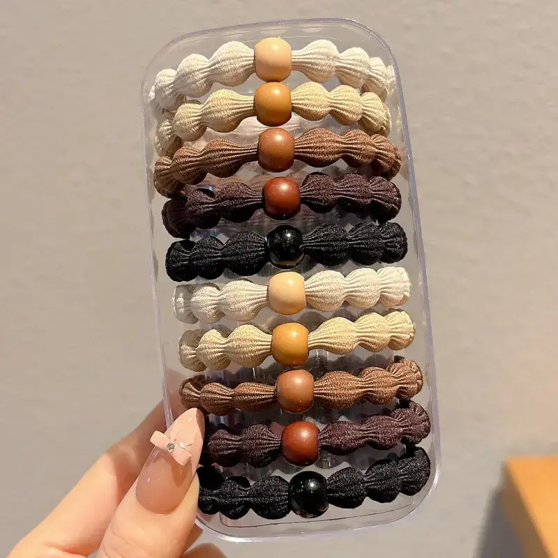 Black Rubber Band Hair Tie for Girls, 20 Pcs, High Ponytail, Leather Case - Image 32